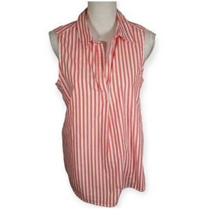 STYLE & CO. RED & WHITE STRIPE SLEEVELESS BLOUSE SZ.M NWT.